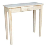 A small table with a top drawer, ideal for organizing items in limited spaces
